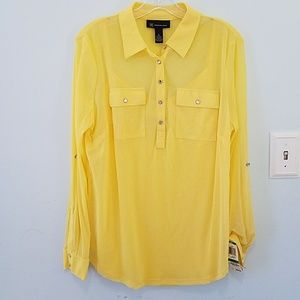 INC sheer button up blouse